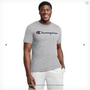 Size Small Grey Champion Classic T-Shirt - Script Graphic